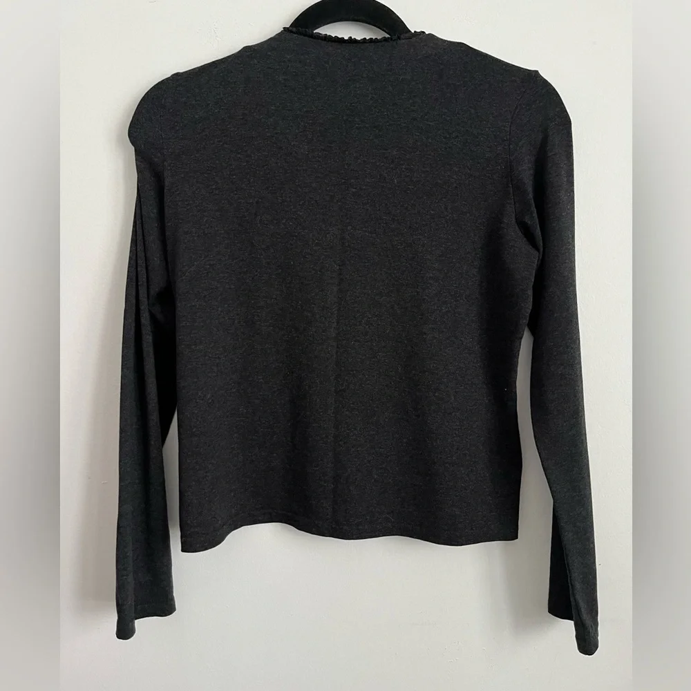 Sandro Women Vintage Unique Dark Gray Button-Up Bow Coquette Cardigan S Small - Picture 6 of 9